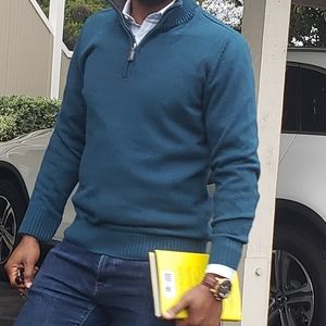 The Essential Blue Seaport Sweater Mens Quarter Zip Sweater